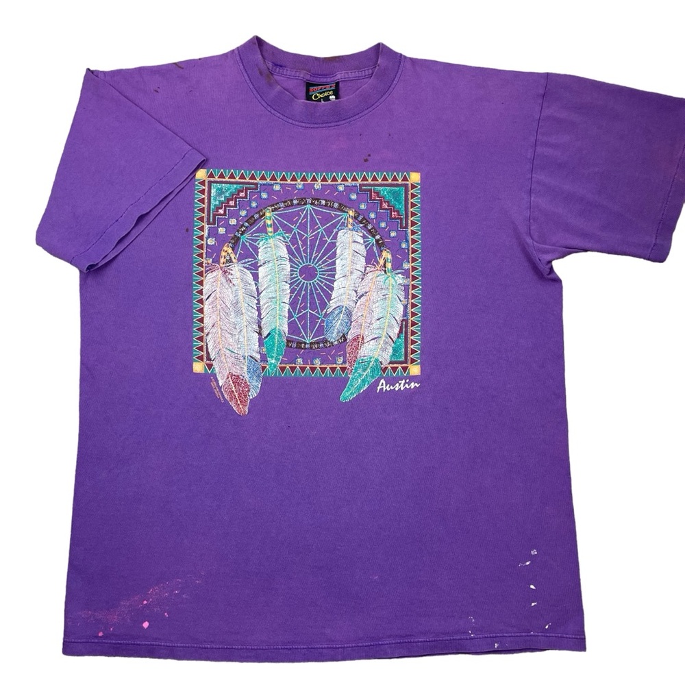 VTG 90s Austin Texas Dreamcatcher Native American Indian Single Stitch t-shirt L
